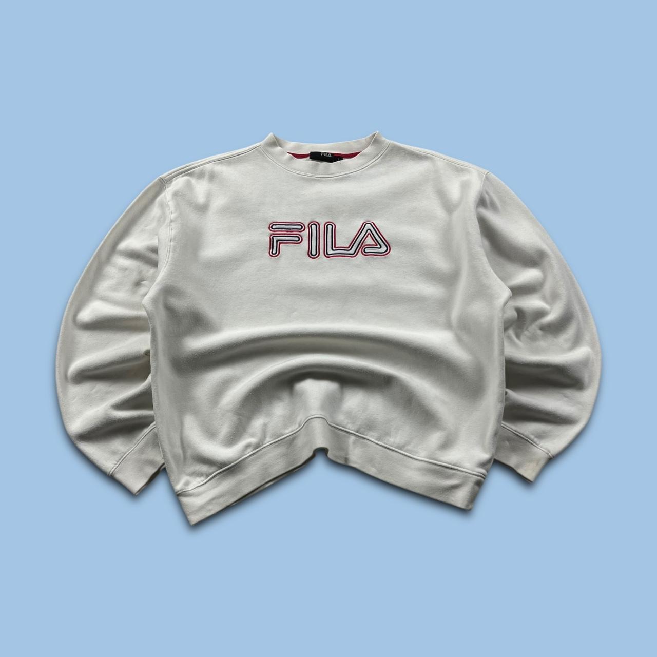 VINTAGE Y2K FILA SPELL OUT SWEATSHIRT WHITE