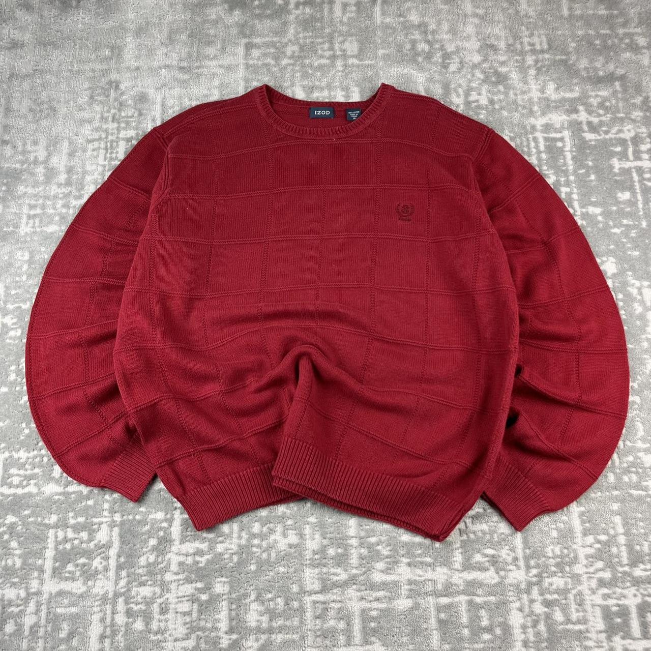 VINTAGE Y2K IZOD PLAID CHUNKY ESSENTIAL KNITTED JUMPER BURGUNDY RED
