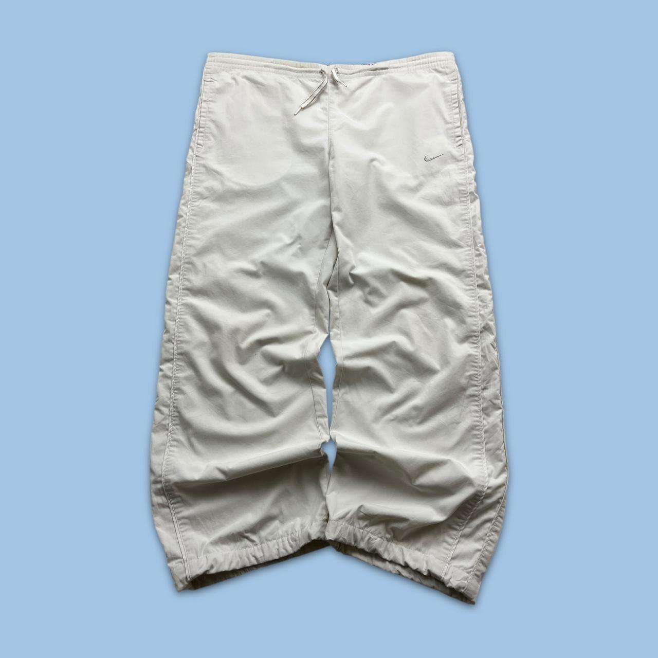 VINTAGE Y2K NIKE LOW RISE BAGGY TRACKSUIT BOTTOMS WHITE