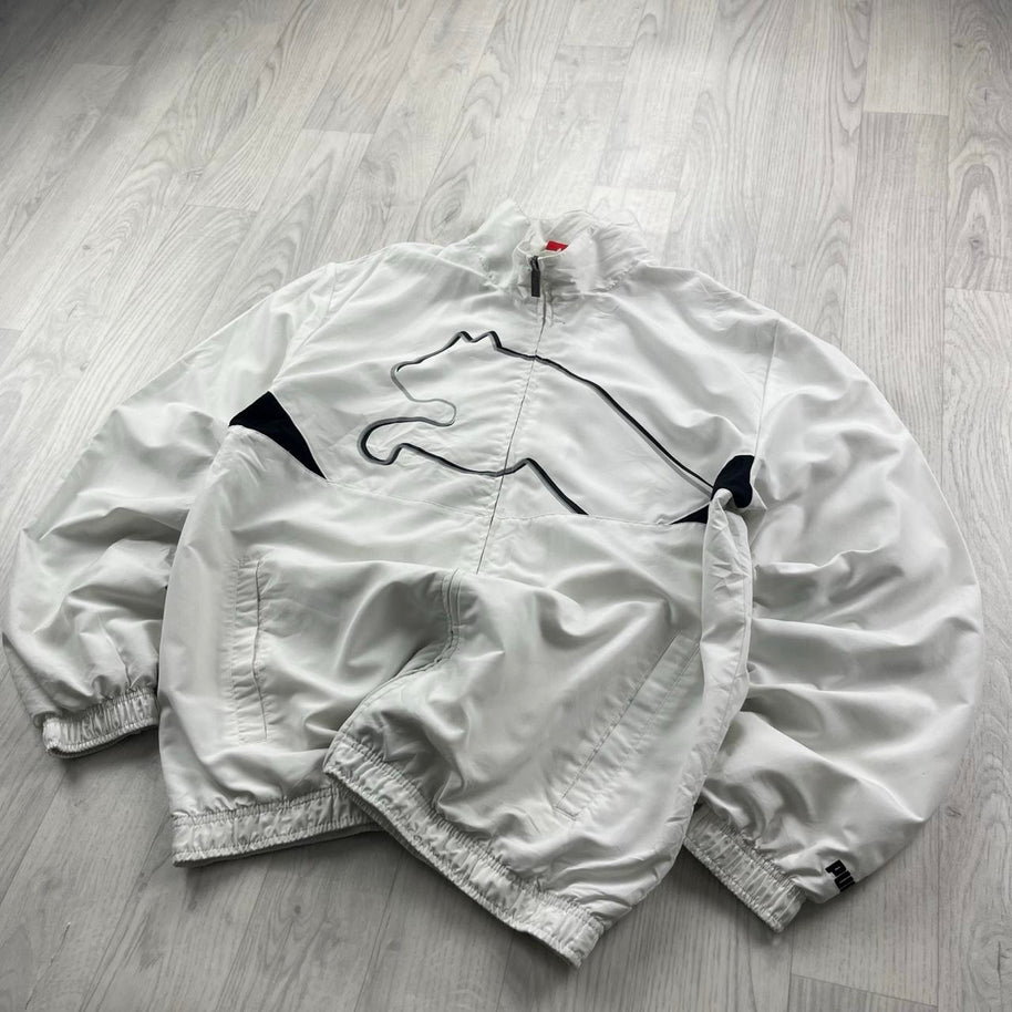 VINTAGE Y2K PUMA ZIP UP TRACK JACKET WHITE