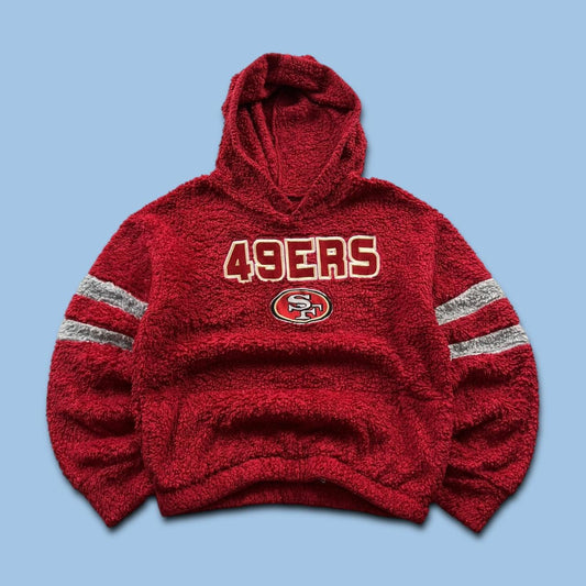VINTAGE Y2K NFL 49ERS SHERPA FLEECE HOODIE RED