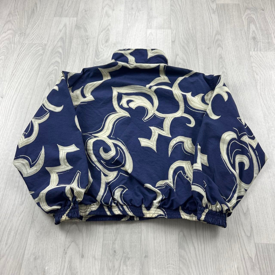 VINTAGE 90s REEBOK LIGHTWEIGHT FUNKY GRAPHIC JACKET NAVY / CREAM