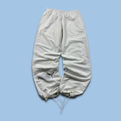 VINTAGE Y2K PUMA TECHNICAL BAGGY TRACKSUIT BOTTOMS WHITE