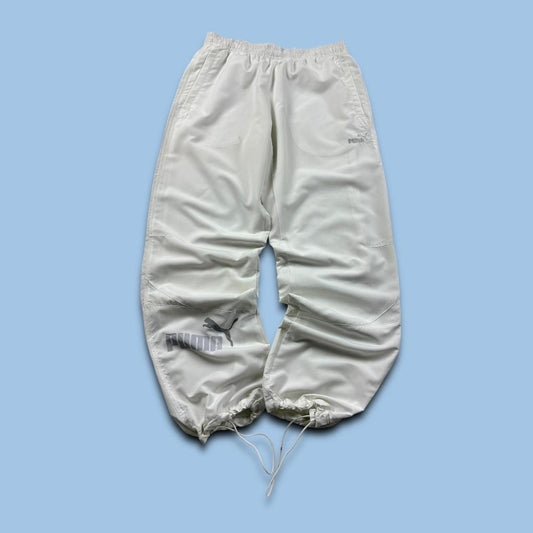 VINTAGE Y2K PUMA TECHNICAL BAGGY TRACKSUIT BOTTOMS WHITE