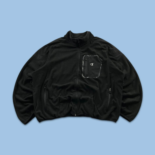 VINTAGE Y2K CHAMPION ZIP UP FLEECE BLACK