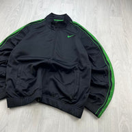 VINTAGE Y2K NIKE SIDE STRIPE ZIP UP TRACK JACKET BLACK / GREEN