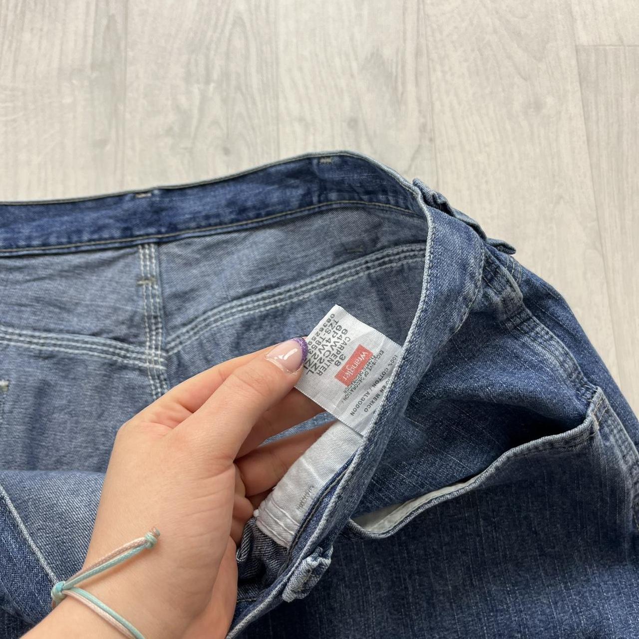 VINTAGE 00s WRANGLER BAGGY LOOSE CARPENTER JORTS BLUE