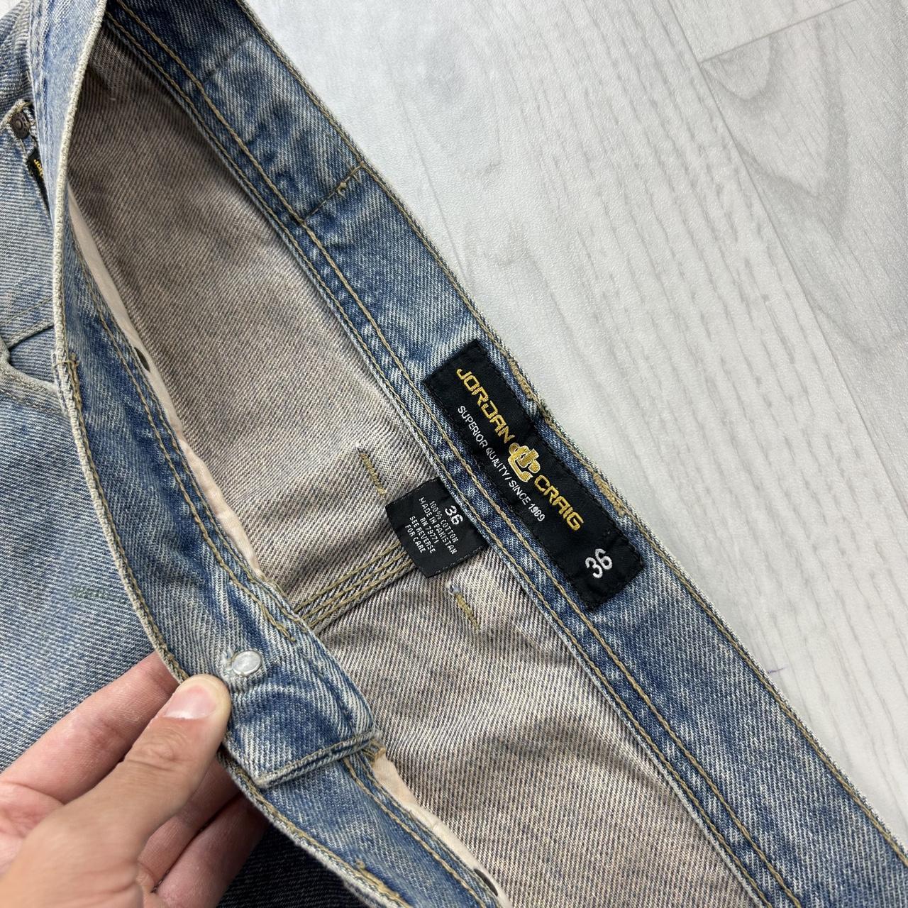 VINTAGE Y2K JORDAN CRAIG LONG BAGGY DENIM JORTS LIGHT BLUE