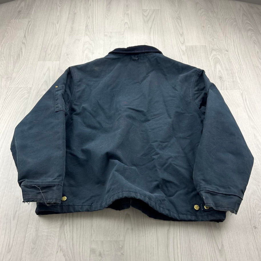 VINTAGE 90s TOUGH DUCK WORKWEAR DETROIT STYLE JACKET NAVY