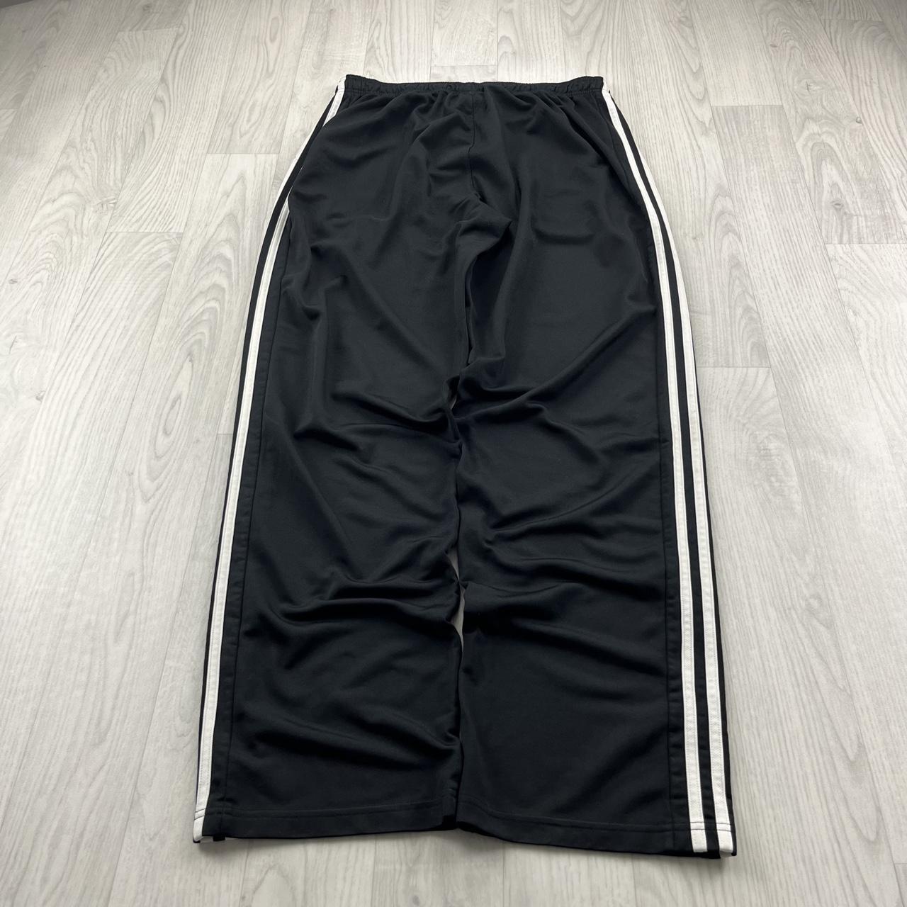 VINTAGE Y2K ADIDAS SIDE STRIPE BAGGY TRACKSUIT BOTTOMS BLACK