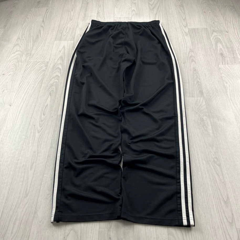 VINTAGE Y2K ADIDAS SIDE STRIPE BAGGY TRACKSUIT BOTTOMS BLACK