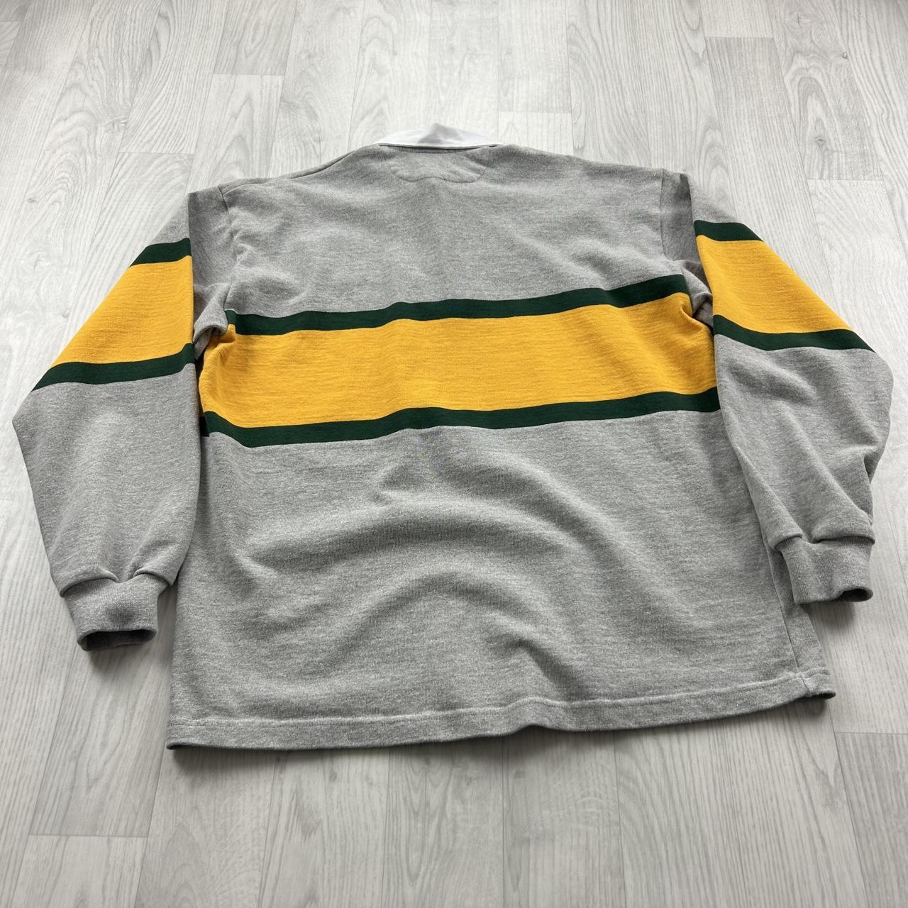 VINTAGE Y2K AUSTRALIA STRIPED LONG SLEEVE RUGBY POLO SHIRT GREY