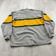 VINTAGE Y2K AUSTRALIA STRIPED LONG SLEEVE RUGBY POLO SHIRT GREY