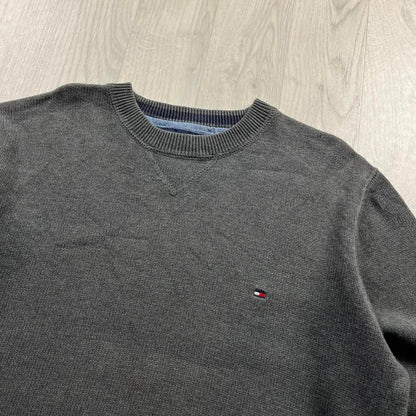 VINTAGE Y2K TOMMY HILFIGER CHUNKY KNITTED JUMPER GREY