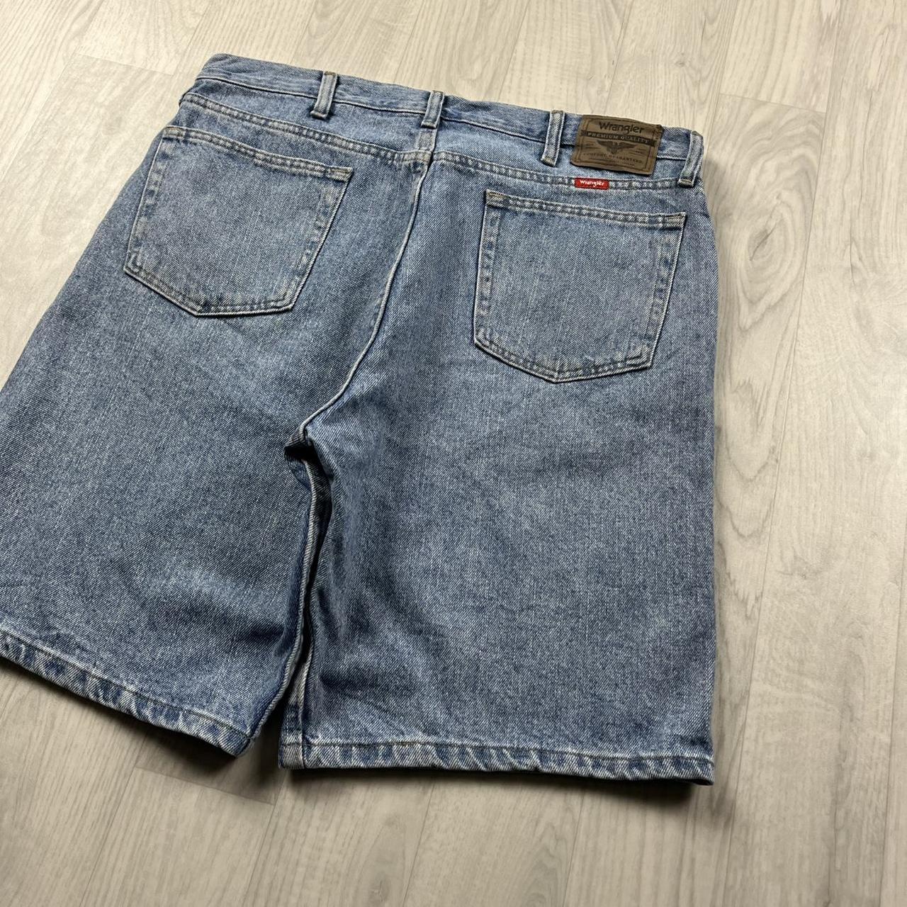 VINTAGE 00s WRANGLER BAGGY LOOSE CARPENTER JORTS BLUE