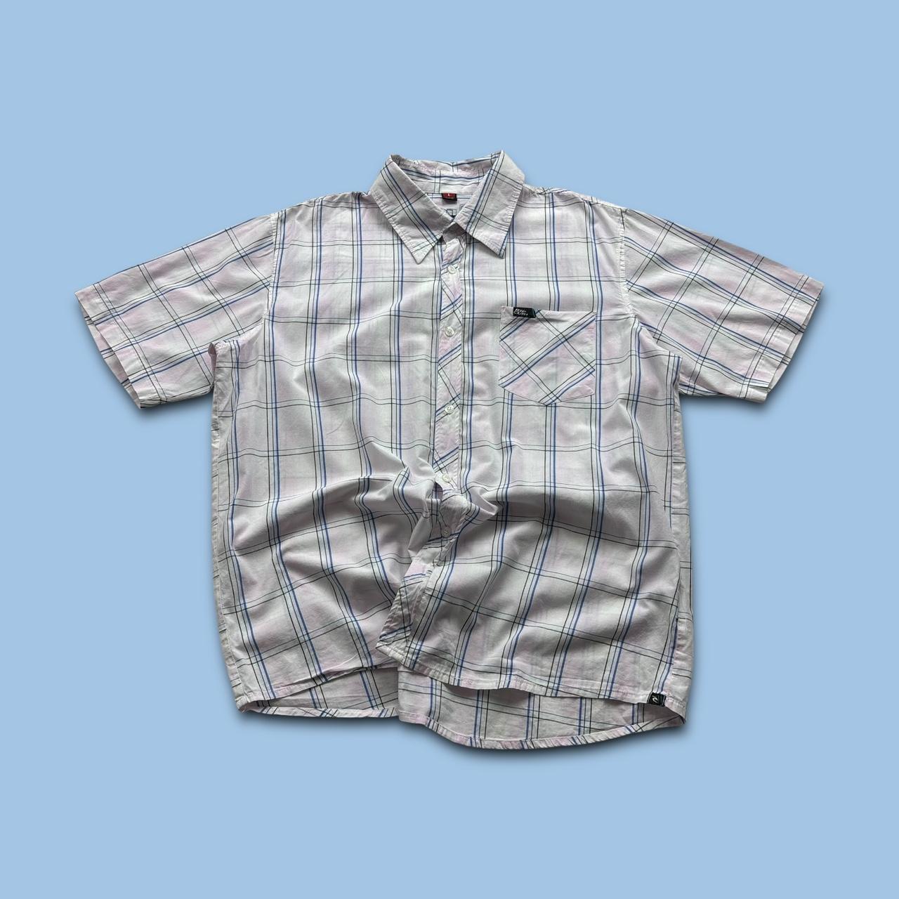 VINTAGE Y2K RIP CURL PLAID SHORT SLEEVE SHIRT WHITE / PINK