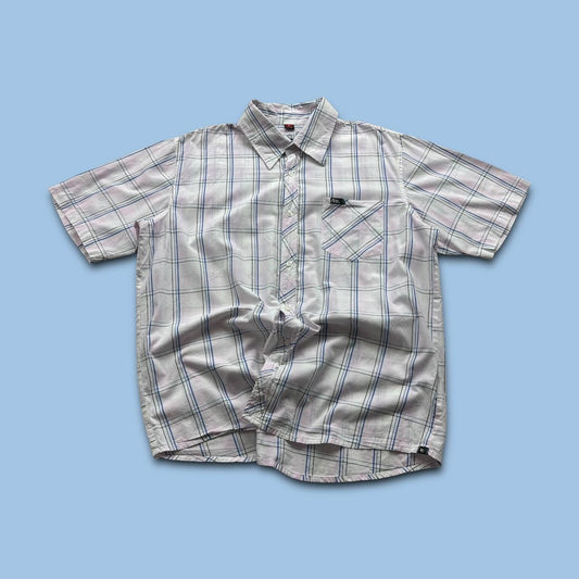 VINTAGE Y2K RIP CURL PLAID SHORT SLEEVE SHIRT WHITE / PINK