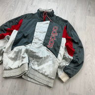 VINTAGE 90s ADIDAS HALF ZIP WINDBREAKER JACKET GREY / SILVER