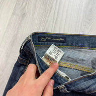 VINTAGE Y2K LOW RISE EMBROIDERED BOOTCUT FLARED JEANS BLUE