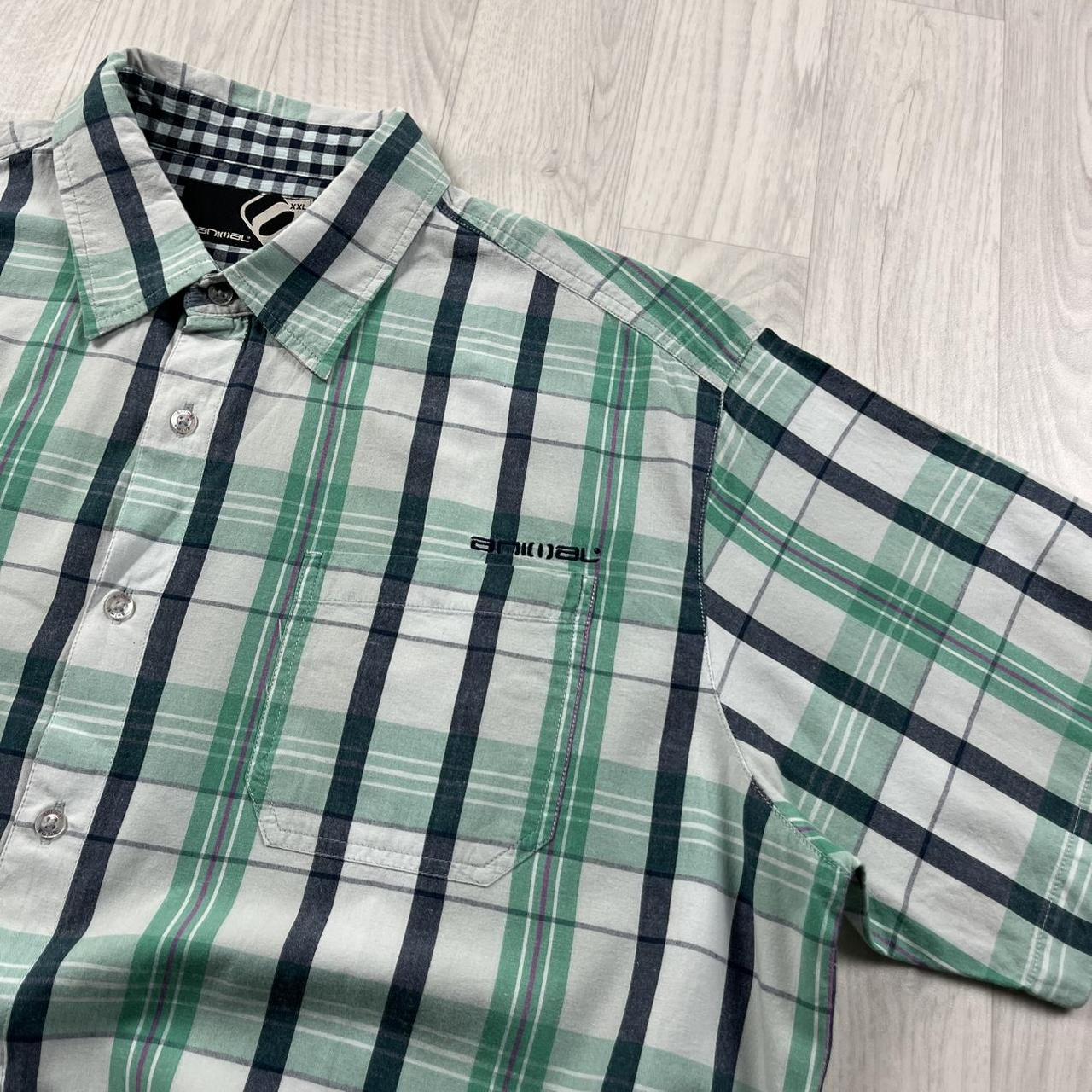 VINTAGE Y2K ANIMAL CHECKERED SHORT SLEEVE SHIRT GREEN