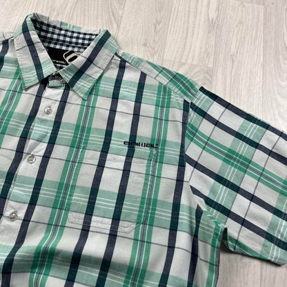 VINTAGE Y2K ANIMAL CHECKERED SHORT SLEEVE SHIRT GREEN