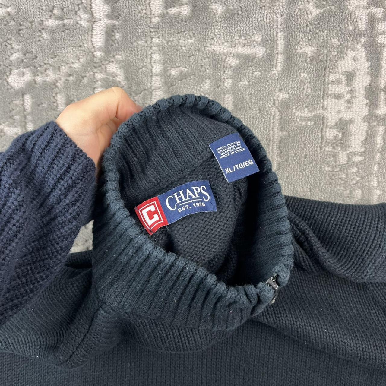 VINTAGE Y2K CHAPS HEAVYWEIGHT QUARTER ZIP KNITTED JUMPER BLACK