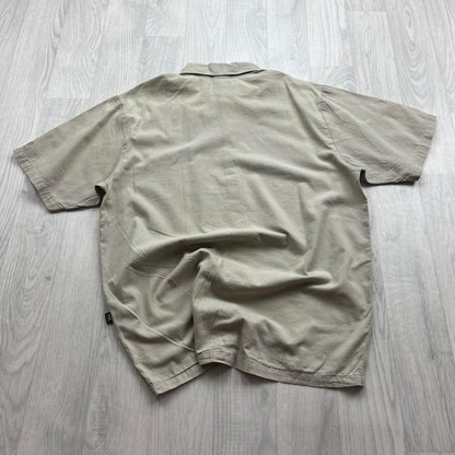 VINTAGE Y2K HELLY HANSEN SHORT SLEEVE BUTTON UP SHIRT BEIGE