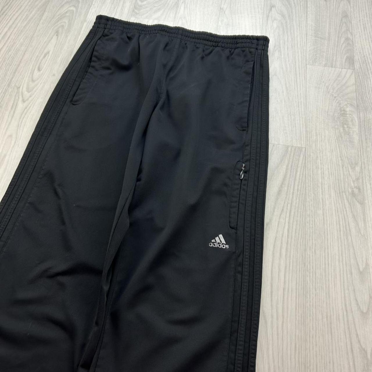 VINTAGE Y2K ADIDAS SIDE STRIPE BAGGY TRACKSUIT BOTTOMS BLACK