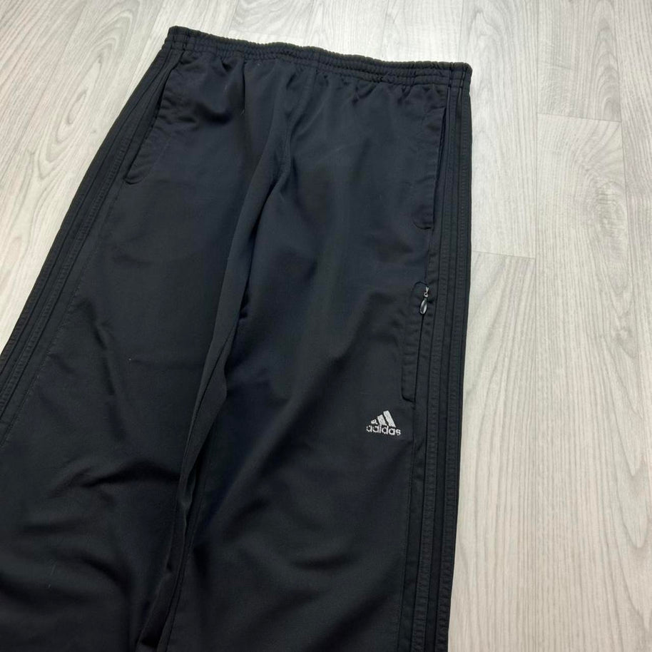 VINTAGE Y2K ADIDAS SIDE STRIPE BAGGY TRACKSUIT BOTTOMS BLACK