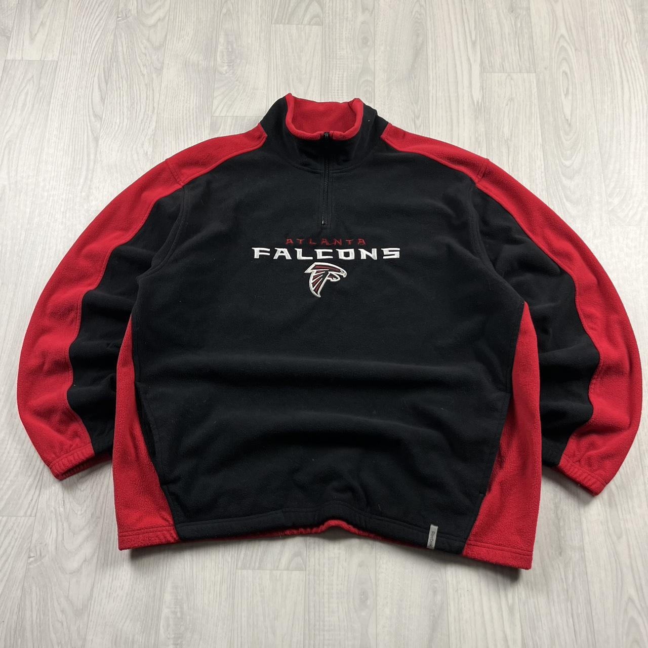VINTAGE Y2K REEBOK ATLANTA FALCONS QUARTER ZIP FLEECE SWEATSHIRT BLACK RED