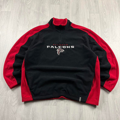 VINTAGE Y2K REEBOK ATLANTA FALCONS QUARTER ZIP FLEECE SWEATSHIRT BLACK RED