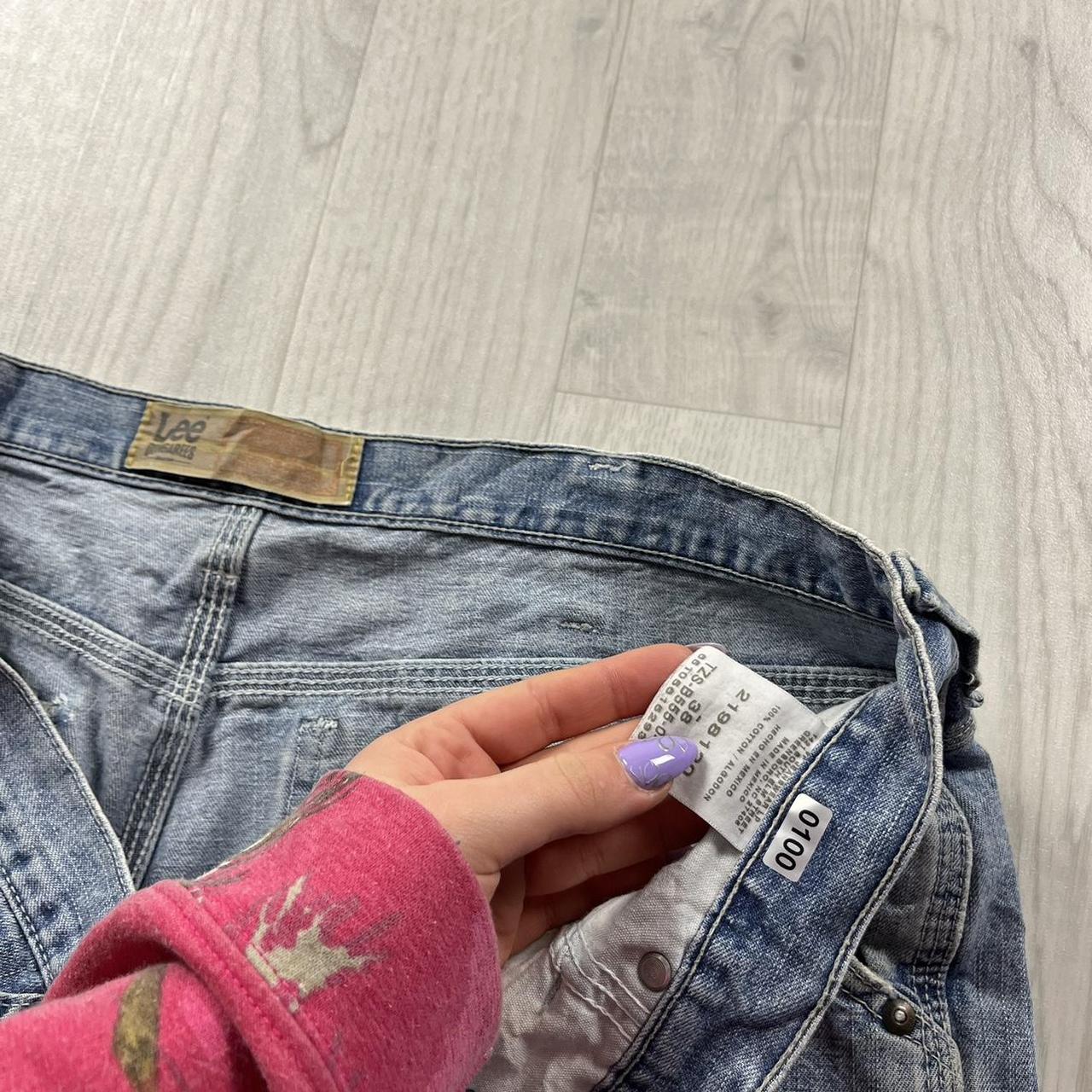 VINTAGE 00s LEE BAGGY LOOSE CARPENTER JORTS BLUE