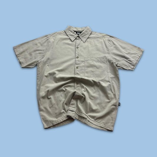 VINTAGE Y2K HELLY HANSEN SHORT SLEEVE BUTTON UP SHIRT BEIGE