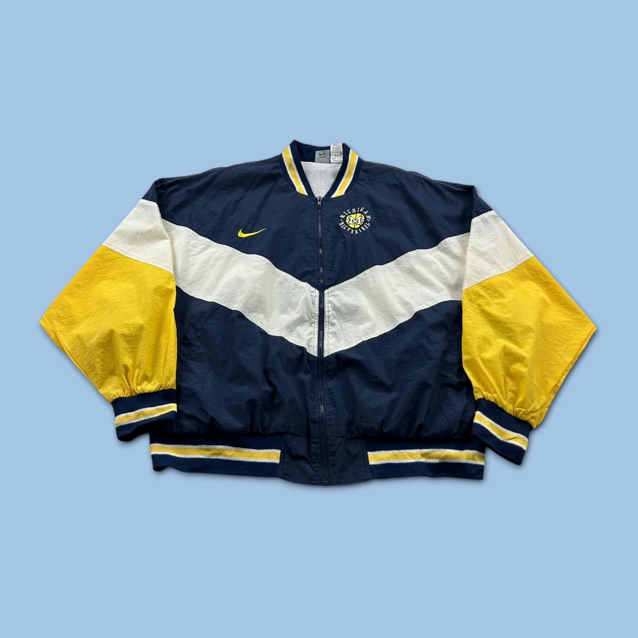 VINTAGE 90s NIKE MICHIGAN WOLVERINES TRACK JACKET NAVY / YELLOW