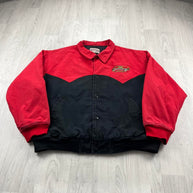 VINTAGE 90s WRANGLER WORKWEAR BOMBER JACKET BLACK / RED