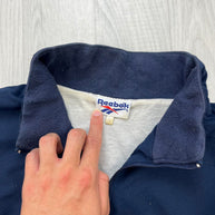 VINTAGE 90s REEBOK WINDBREAKER TRACK JACKET GREY / NAVY