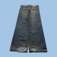 VINTAGE Y2K BEAN POLE BAGGY EMBROIDERED JEANS NAVY BLUE