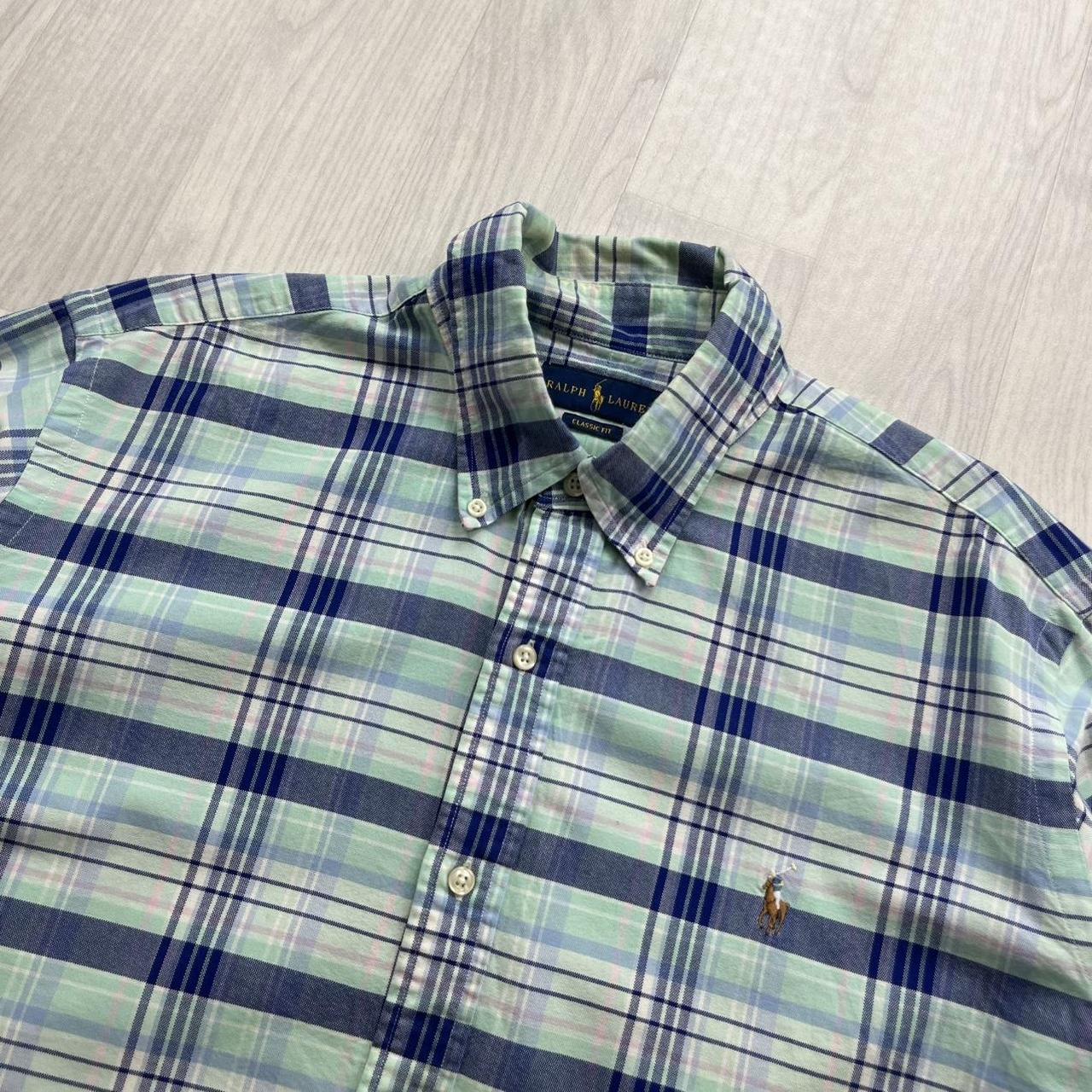 RALPH LAUREN PLAID LONG SLEEVE BUTTON UP SHIRT TURQUOISE