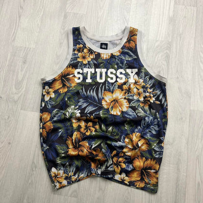 STUSSY FLORAL TANK TOP HAWAII BASKETBALL MESH JERSEY