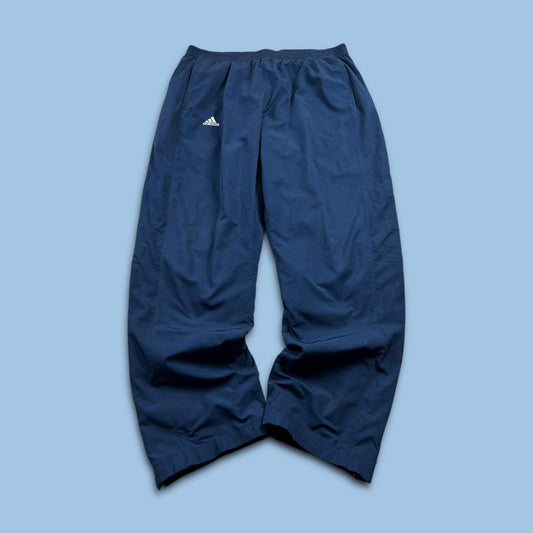 VINTAGE Y2K ADIDAS WIDE LEG BAGGY TRACKSUIT BOTTOMS NAVY BLUE