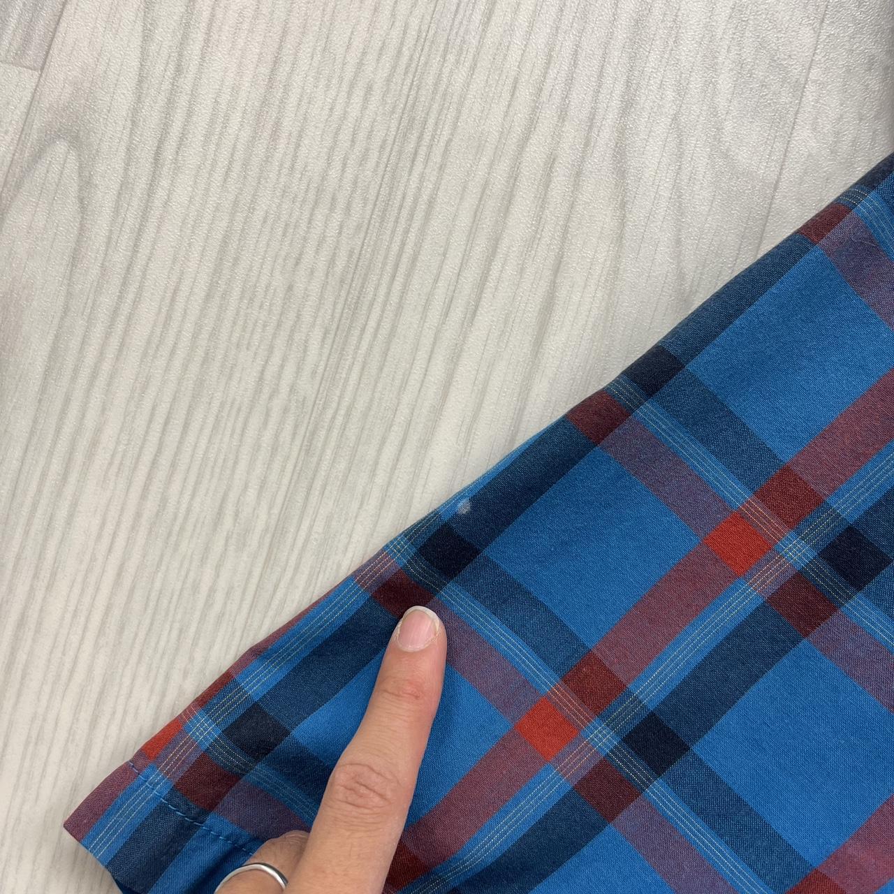 VINTAGE Y2K MAMMUT PLAID SHORT SLEEVE BUTTON UP SHIRT BLUE