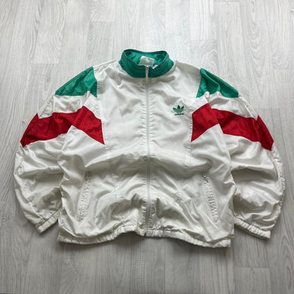 VINTAGE 90s ADIDAS PANELLED WINDBREAKER TRACK JACKET WHITE