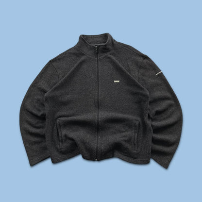 VINTAGE Y2K KICKERS CHUNKY QUARTER ZIP KNITTED JUMPER GREY (XL)