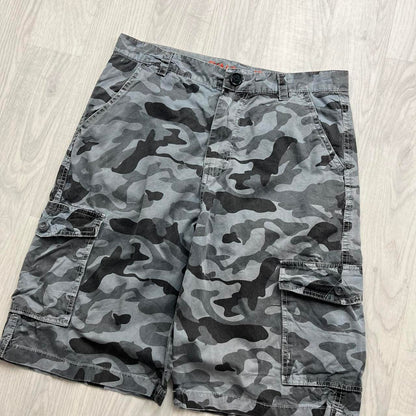 VINTAGE Y2K BAGGY CAMO CARGO SHORTS BLUE