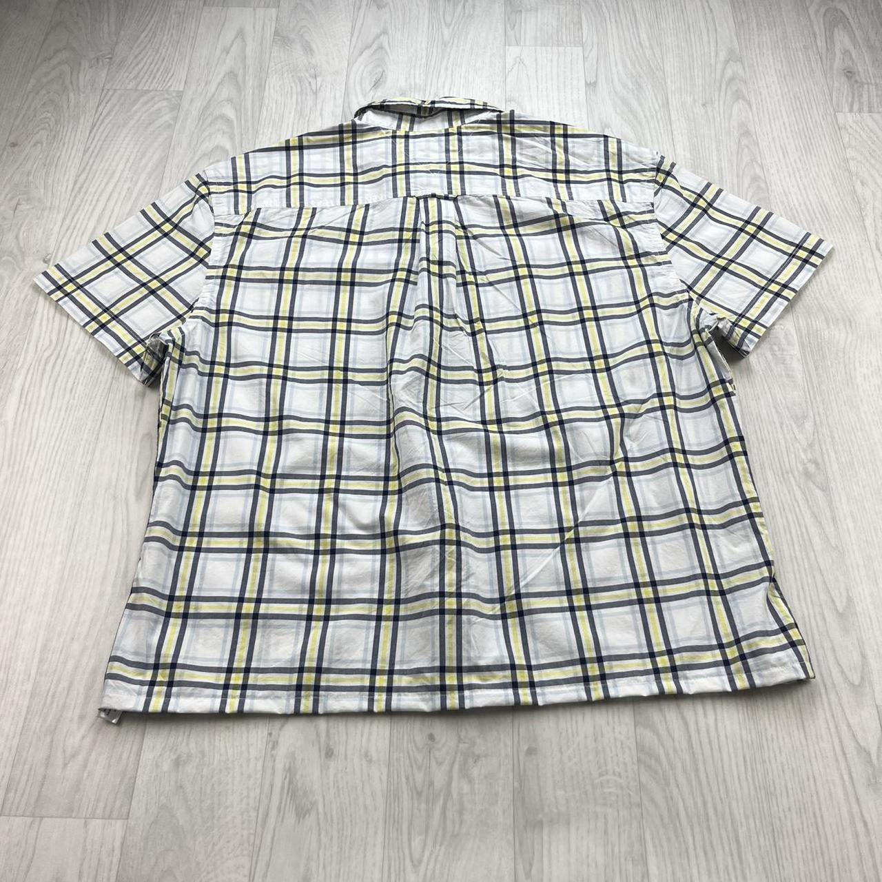 VINTAGE 00s TOMMY HILFIGER CHECKERED CROPPED SHORT SLEEVE BUTTON UP SHIRT WHITE
