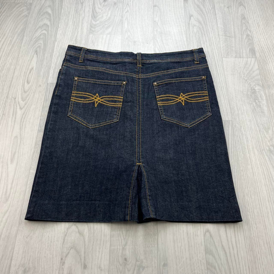 VINTAGE Y2K DENIM MIDI SKIRT NAVY BLUE