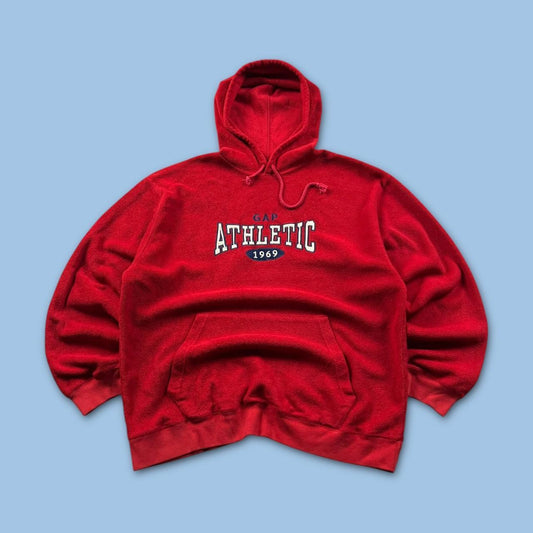 VINTAGE Y2K GAP SPELL OUT FLEECE HOODIE RED