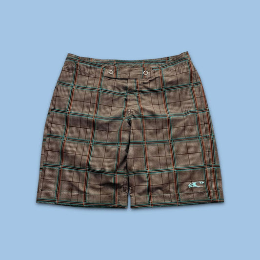 VINTAGE Y2K O’NEILL BAGGY CHECKERED BOARD SHORTS BROWN