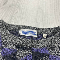 VINTAGE 90s PRONTO UOMO PATTERN KNITTED JUMPER GREY / LILAC