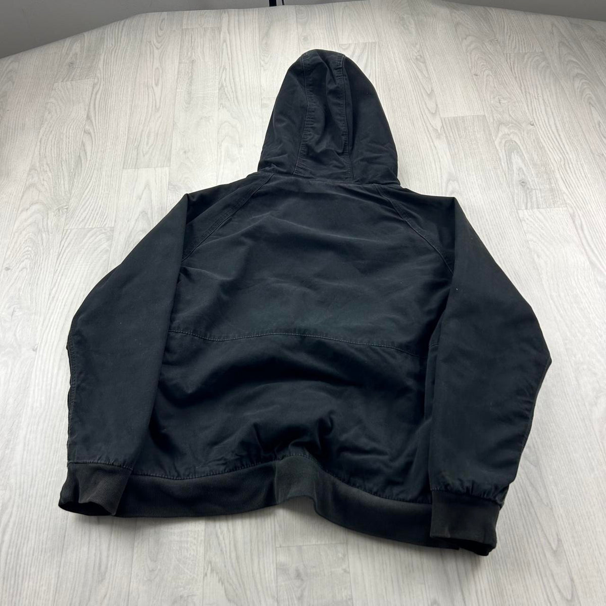 PULL & BEAR HOODED WORKWEAR BOMBER JACKET BLACK